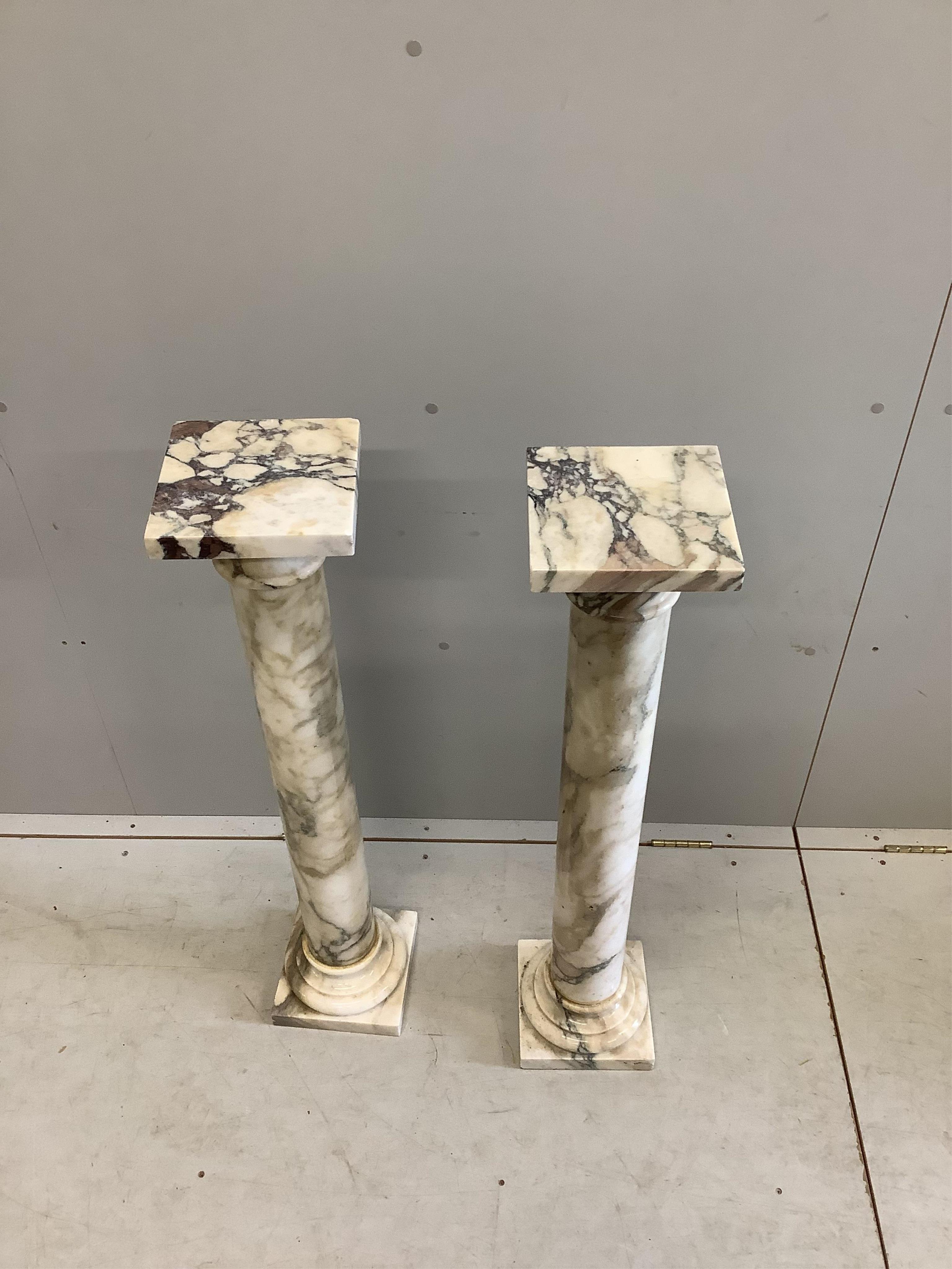 A pair of marble pedestals, height 101cm. Condition - good
